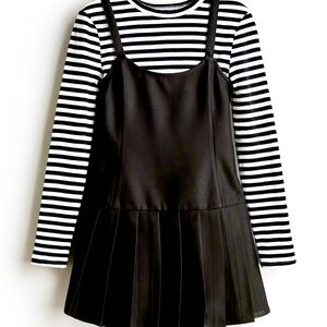 H&M Set Pleated Jumper Dress and Striped Knit Top. Girls Size 12